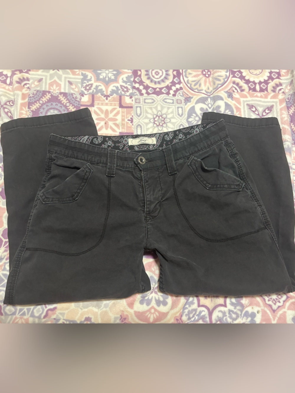 Levi's Black Capris with Paisley Waistband Detail